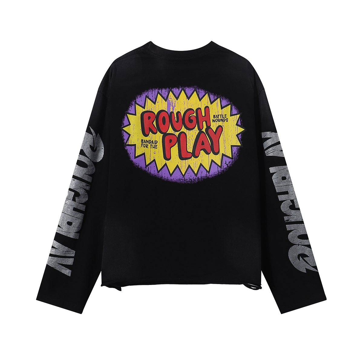 Rough Play Beavis Buttead Rhinestone Graphic Long-Sleeve T-Shirt — back