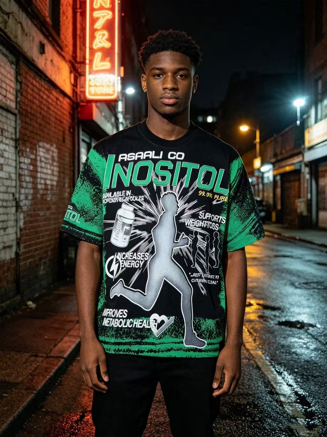 ASAALL Inositol Allover Graphic Short-Sleeve T-Shirt — model
