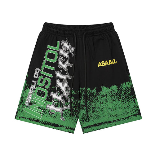 ASAALL Black Multicolor Graphic Shorts — front