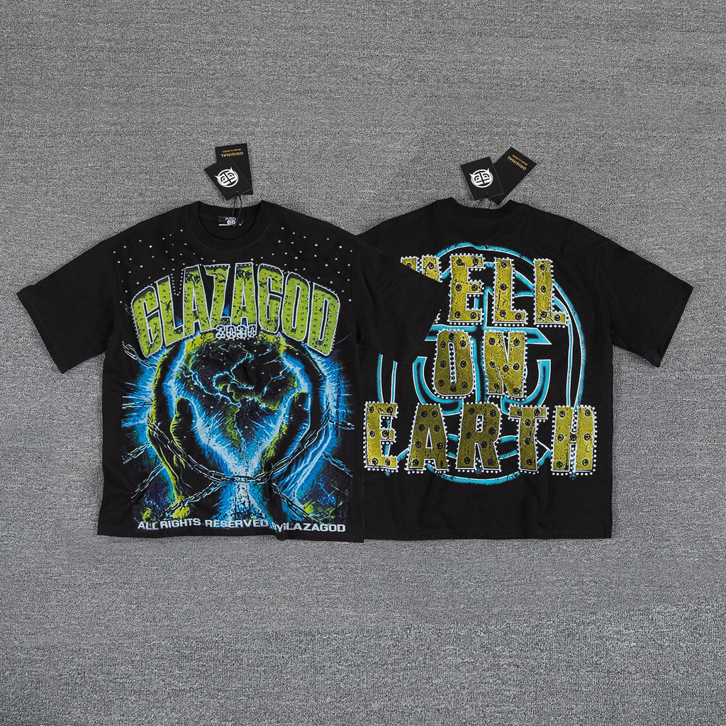 GLAZAGOD Hell on Earth Graphic T-Shirt — context