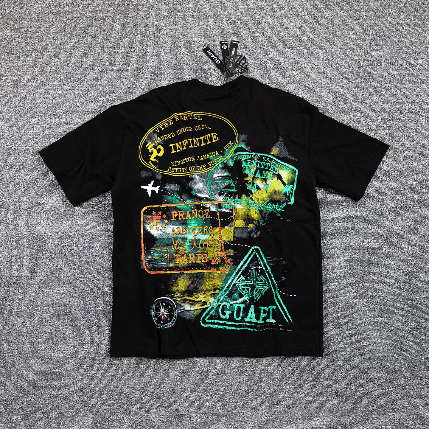GUAPI World Boss Travel Stamp Graphic T-Shirt — back