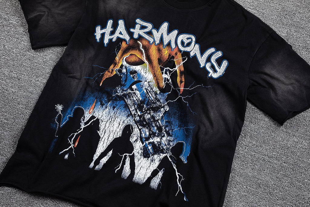 HARMONY Black Front & Back Graphic T-Shirt — detail