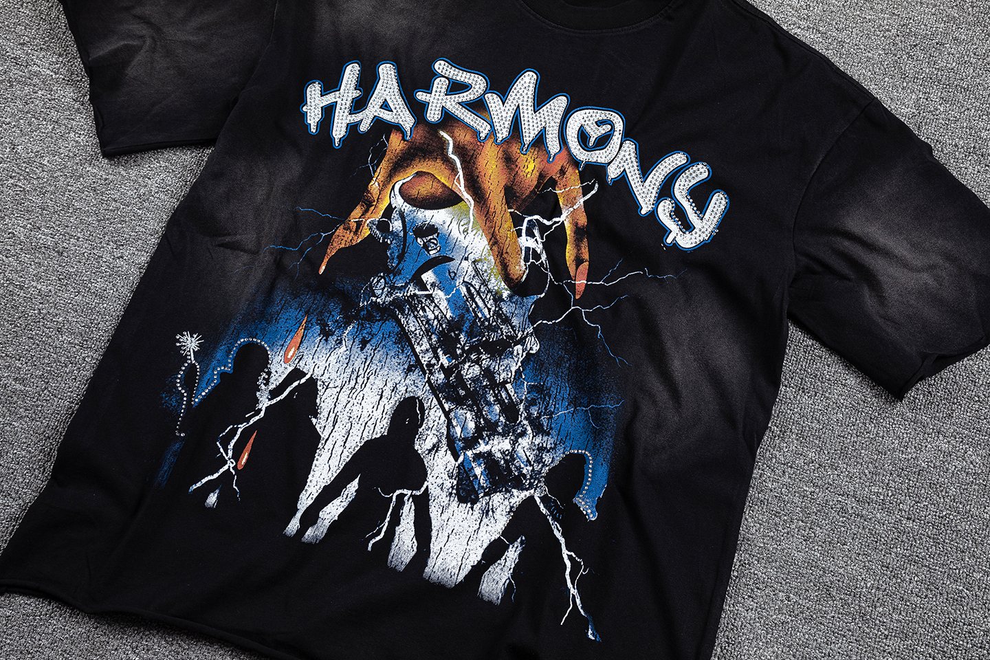 HARMONY Black Front & Back Graphic T-Shirt — detail