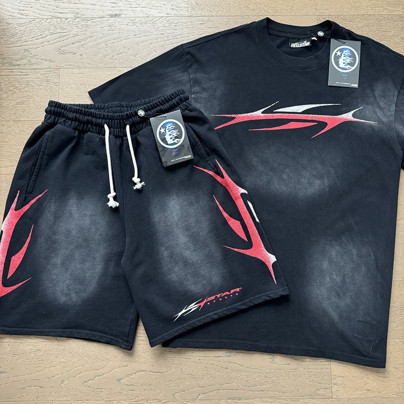 Hellstar Washed Black Graphic T-Shirt & Shorts Set — hero