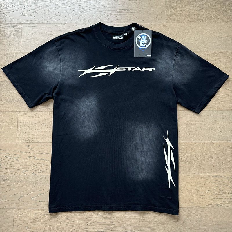 Hellstar Washed Black Graphic Short-Sleeve Set — front