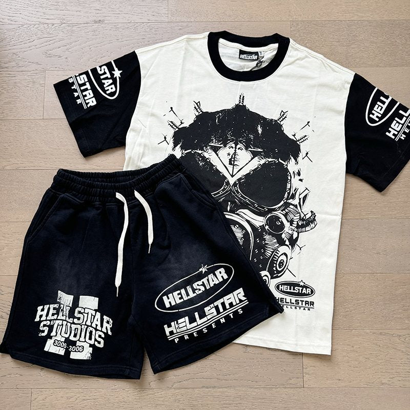 Hellstar 08 Graphic Washed Black Shorts — context