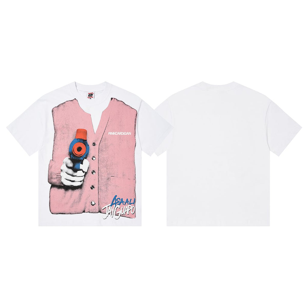ASAALL Faux Cardigan Graphic T-Shirt — front