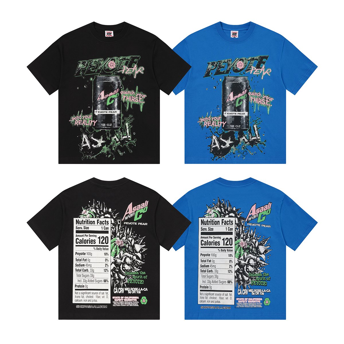 ASAALL Peyote Pear Cactus Graphic Short-Sleeve T-Shirt — comparison