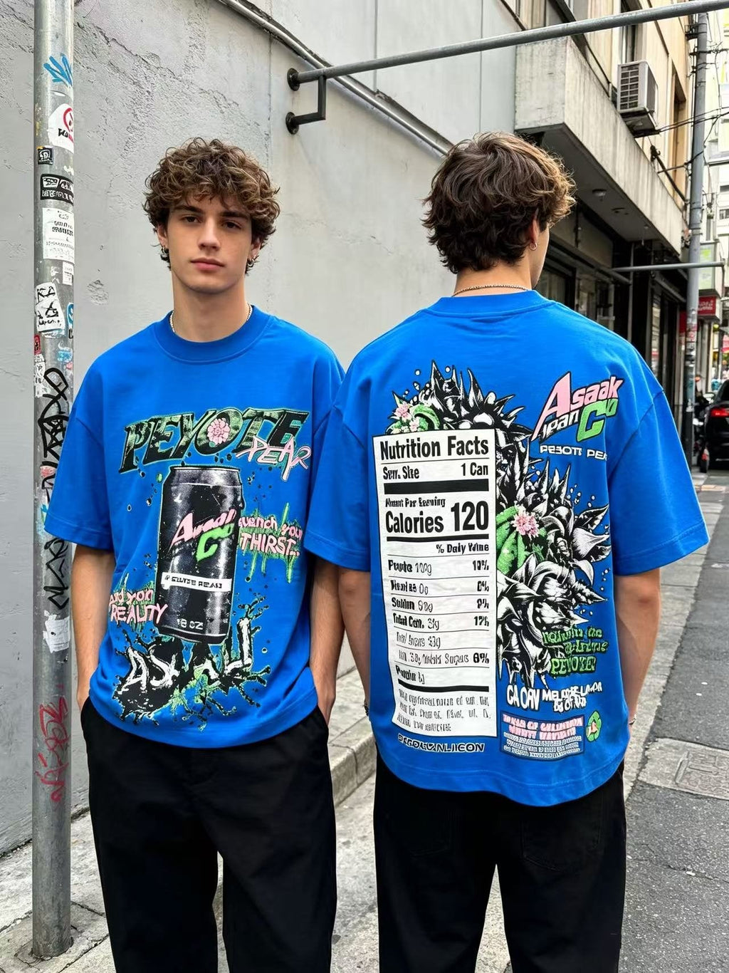 ASAALL Peyote Pear Cactus Graphic Short-Sleeve T-Shirt — model