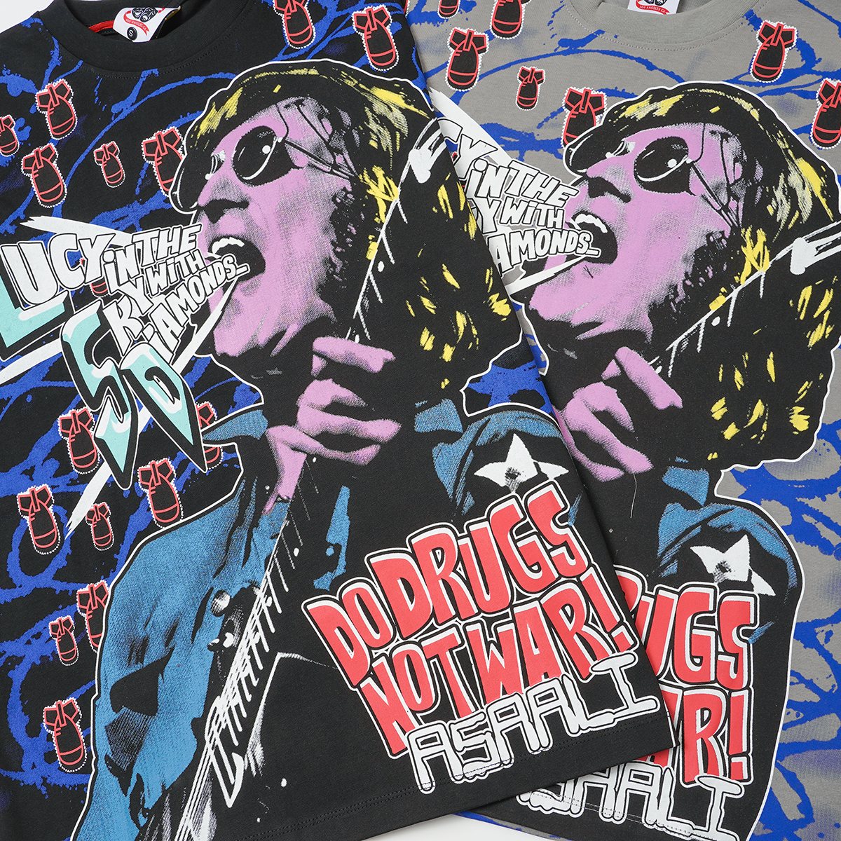 ASAALL Peace Love & Cocaine Singer Graphic T-Shirt — detail