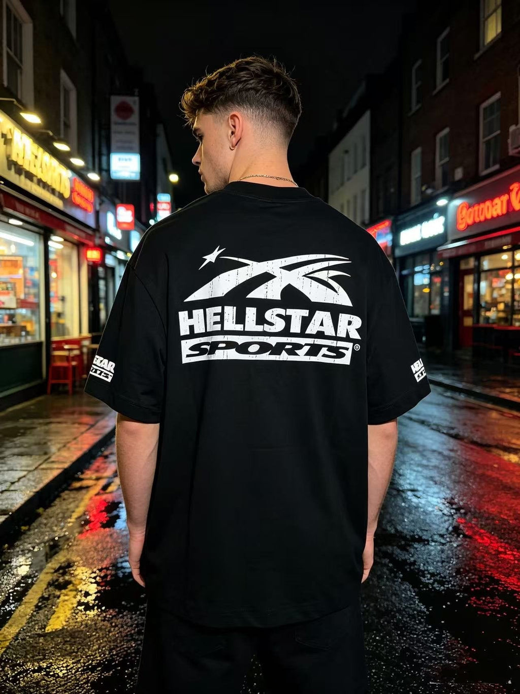 Hellstar Beat Us Sports Graphic T-Shirt — model