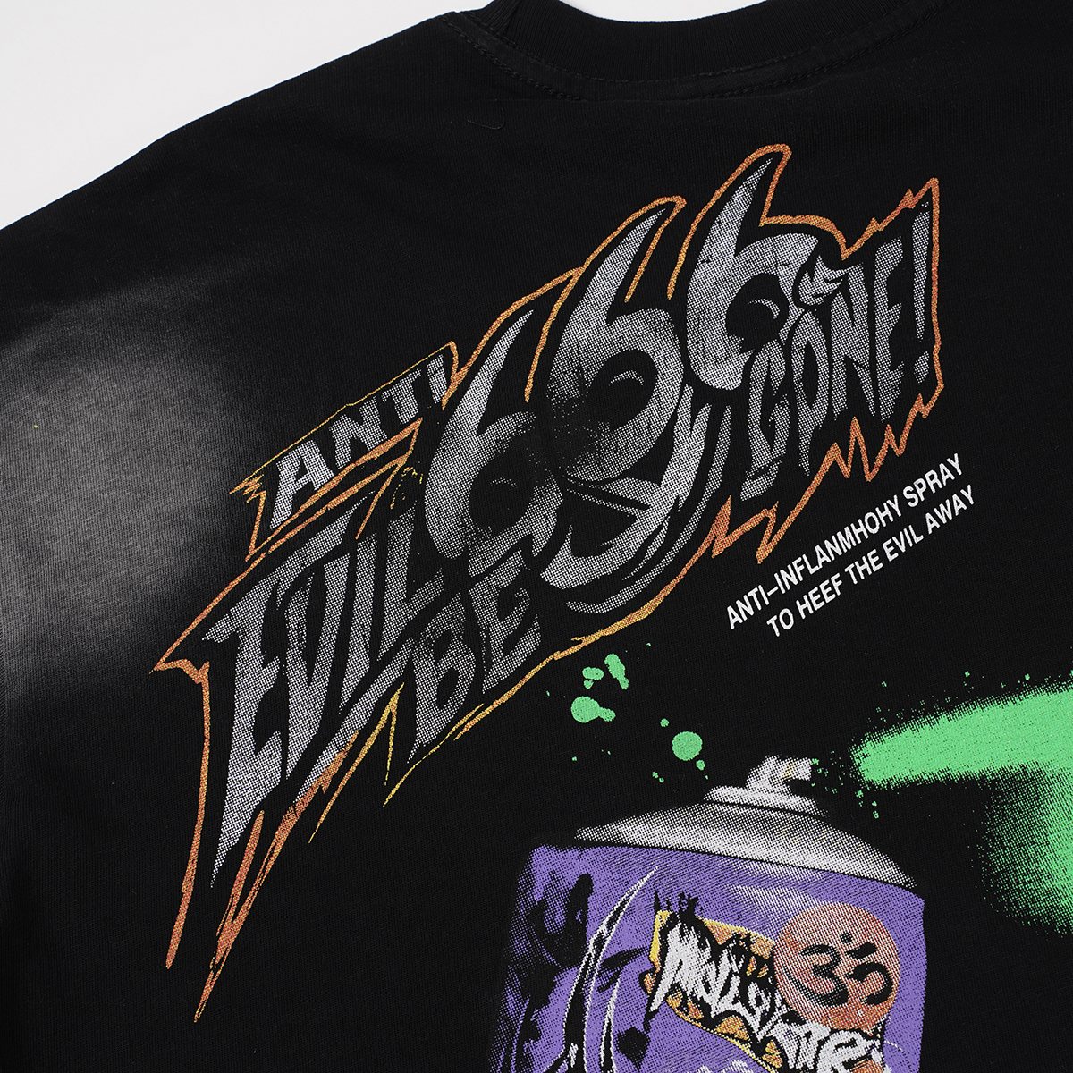 Hellstar Washed Black Front & Back Graphic T-Shirt — detail