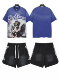 Godspeed Blue Angel Graphic T-Shirt and Shorts Set — front