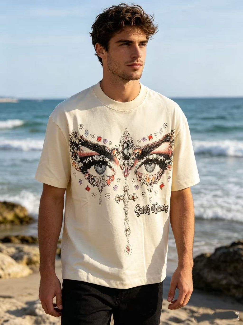 SAINT Eye Jewel Graphic T-Shirt — model