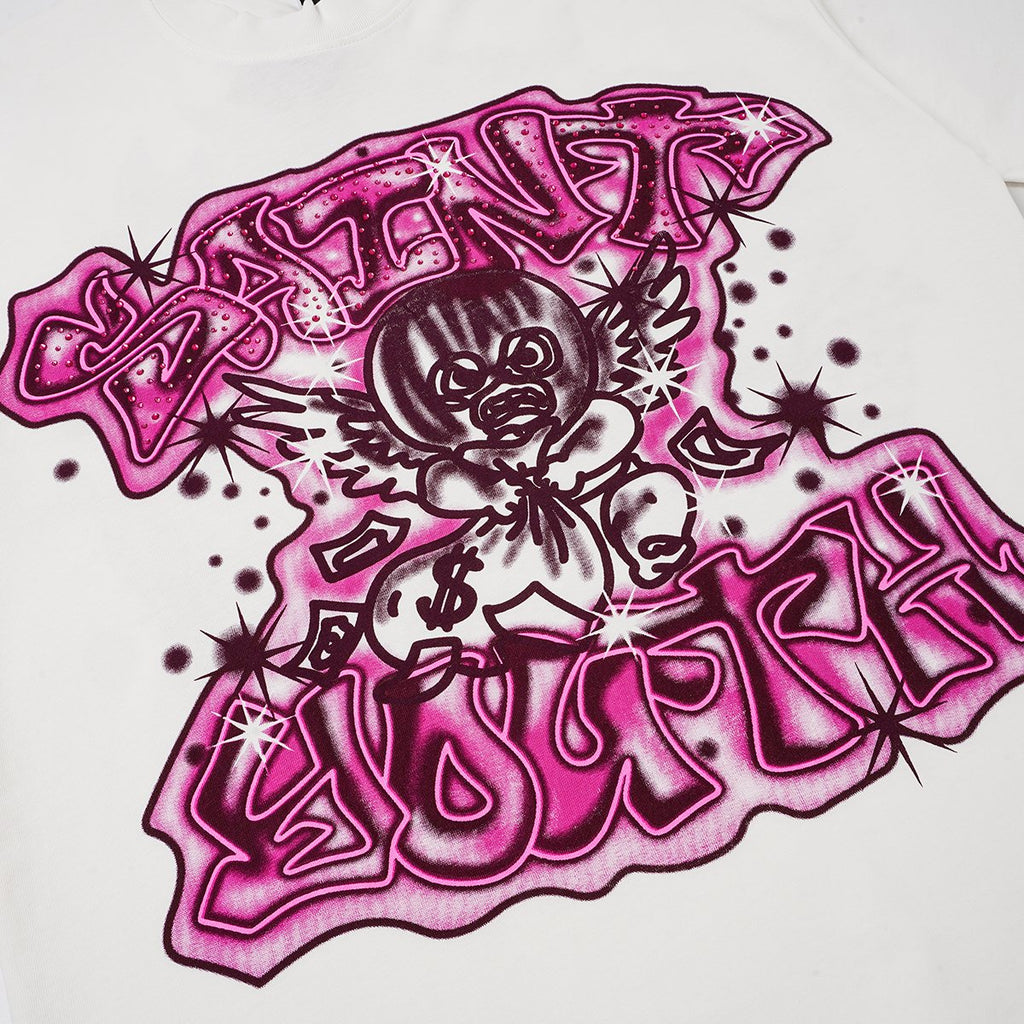 SAINT Rhinestone Front & Back Graphic T-Shirt — detail