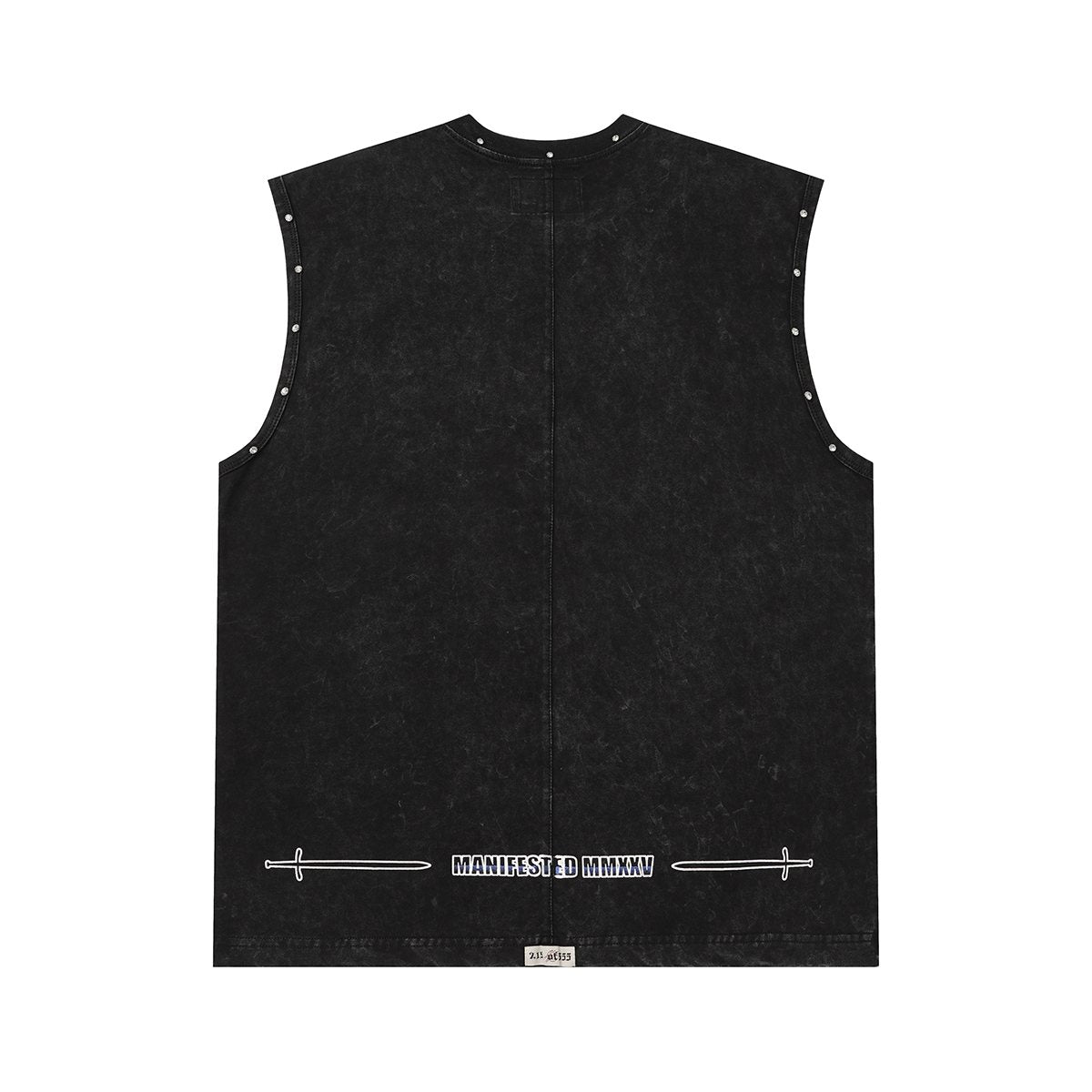 Godspeed Manifest Skull Studded Black Sleeveless T-Shirt — back