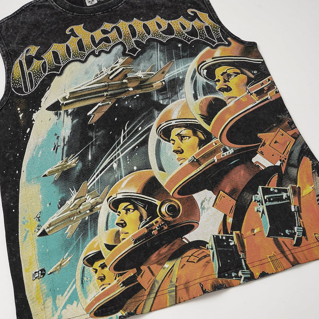 Godspeed Astronaut Graphic Sleeveless T-Shirt — detail