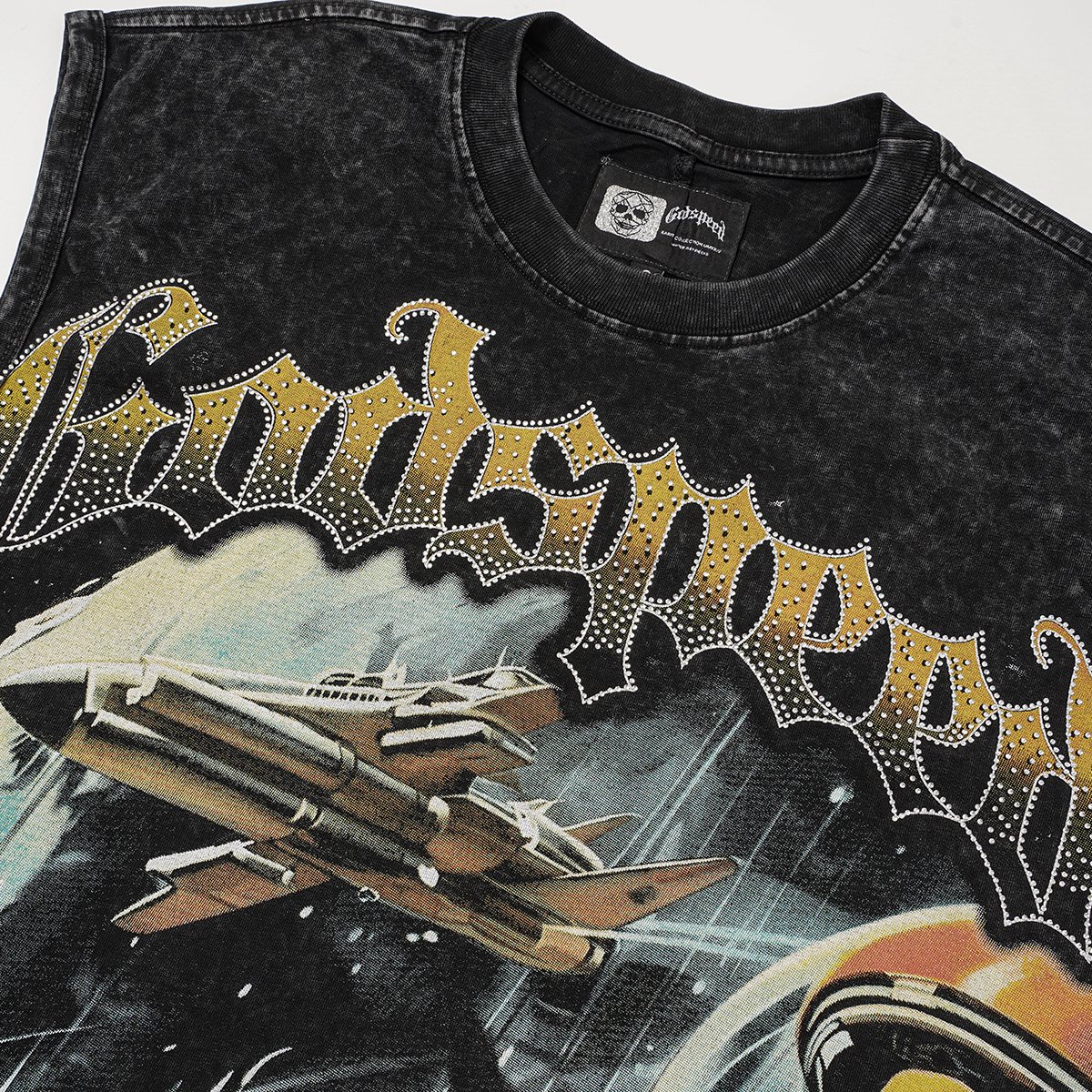 Godspeed Astronaut Graphic Sleeveless T-Shirt — detail