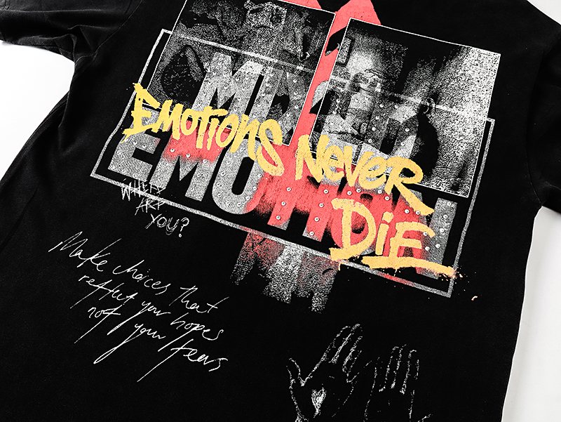 MIXED EMOTION Rhinestone Graphic T-Shirt — detail