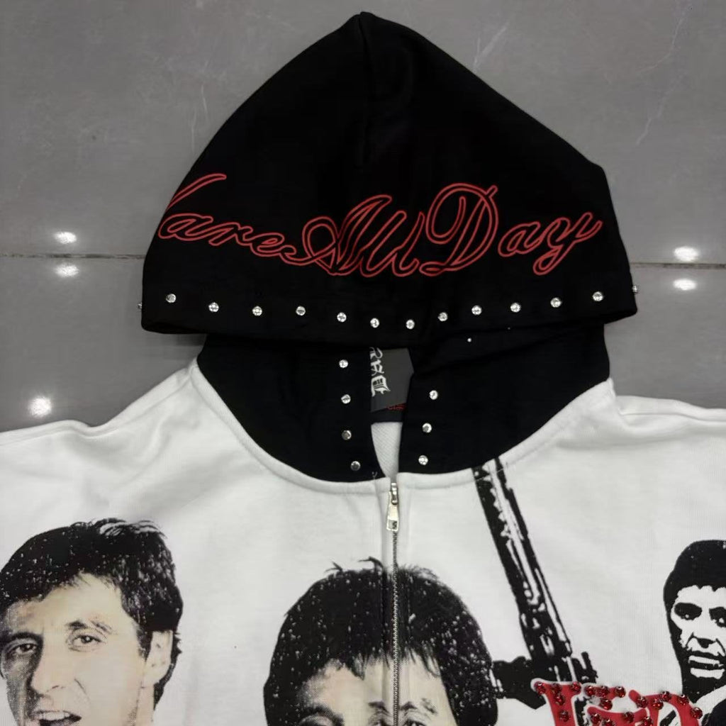 VARE ALL DAY Scarface Graphic Zip Hoodie — detail