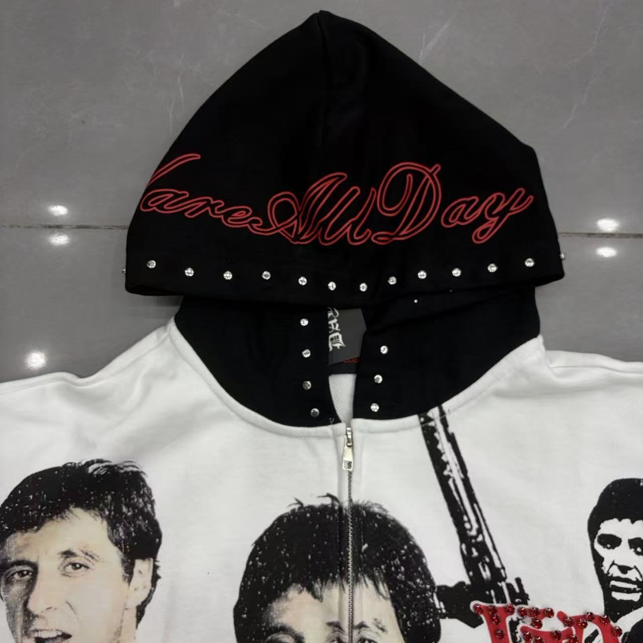 VARE ALL DAY Scarface Graphic Zip Hoodie — detail