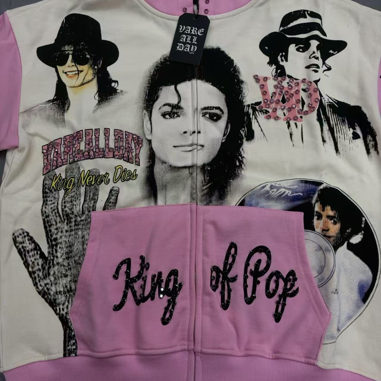 VARE ALL DAY King of Pop Graphic Zip Hoodie — front