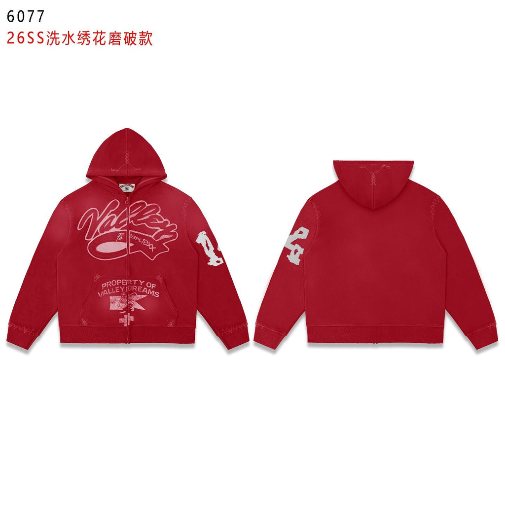 Valley Dreams Washed Full-Zip Graphic Hoodie — front