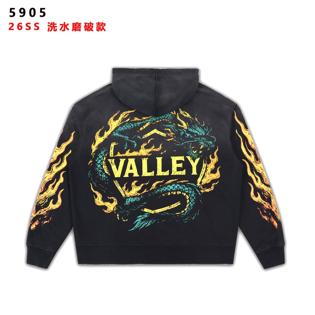 Valley Dreams Dragon Flame Graphic Hoodie — back