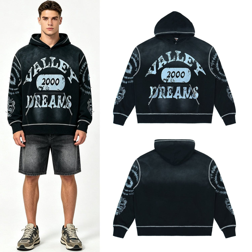 Valley Dreams 2000 Washed Black Graphic Hoodie — context