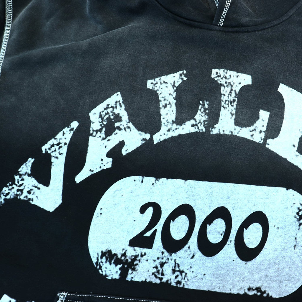 Valley Dreams 2000 Washed Black Graphic Hoodie — detail