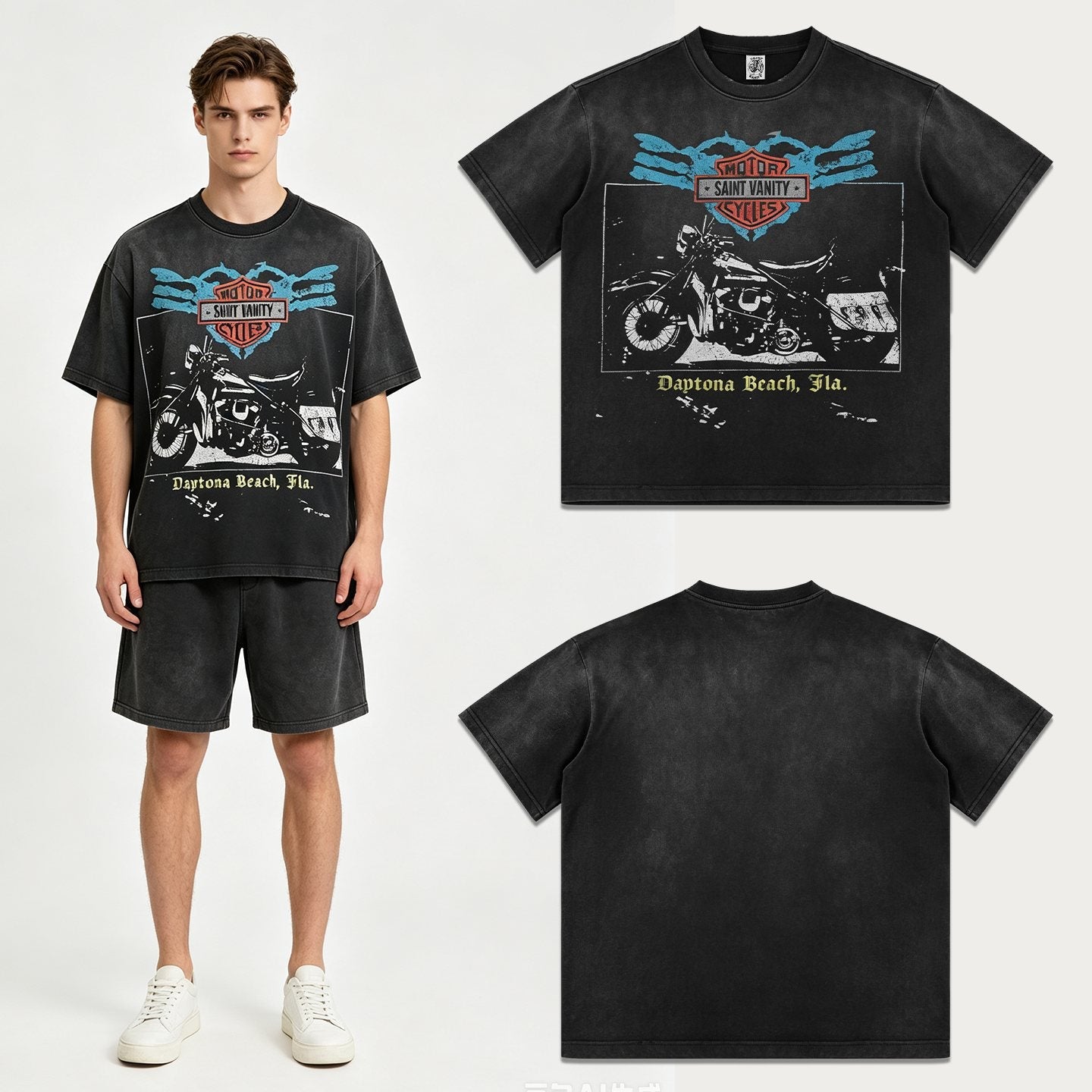 Saint Vanity Daytona Motorcycle Graphic T-Shirt — context