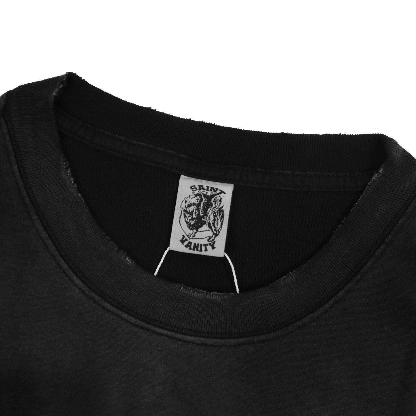 Saint Vanity Daytona Motorcycle Graphic T-Shirt — neck_label
