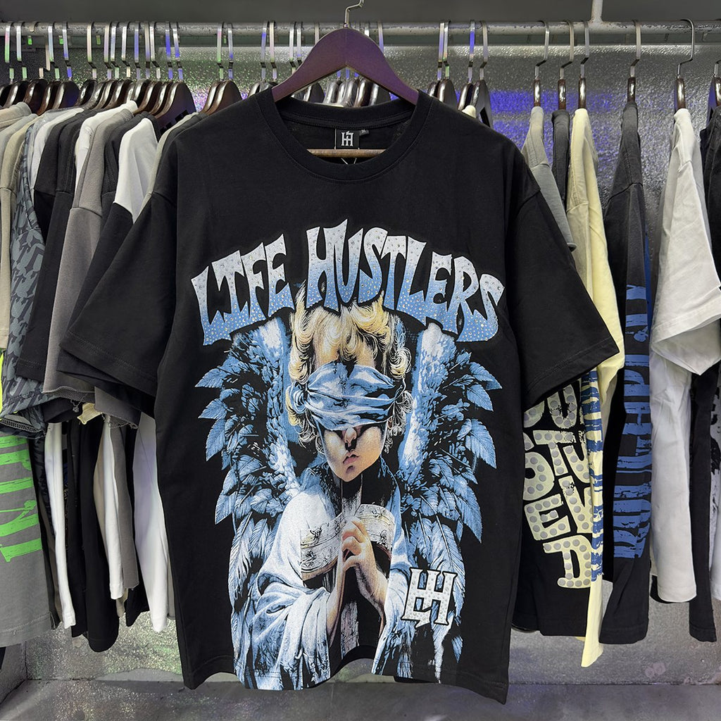 Life Hustlere Pary Praying Angel Graphic T-Shirt — context