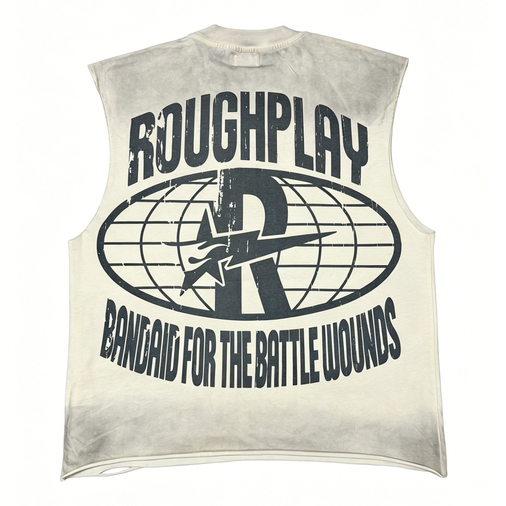 Rough Play Warning Globe Graphic Sleeveless T-Shirt — back