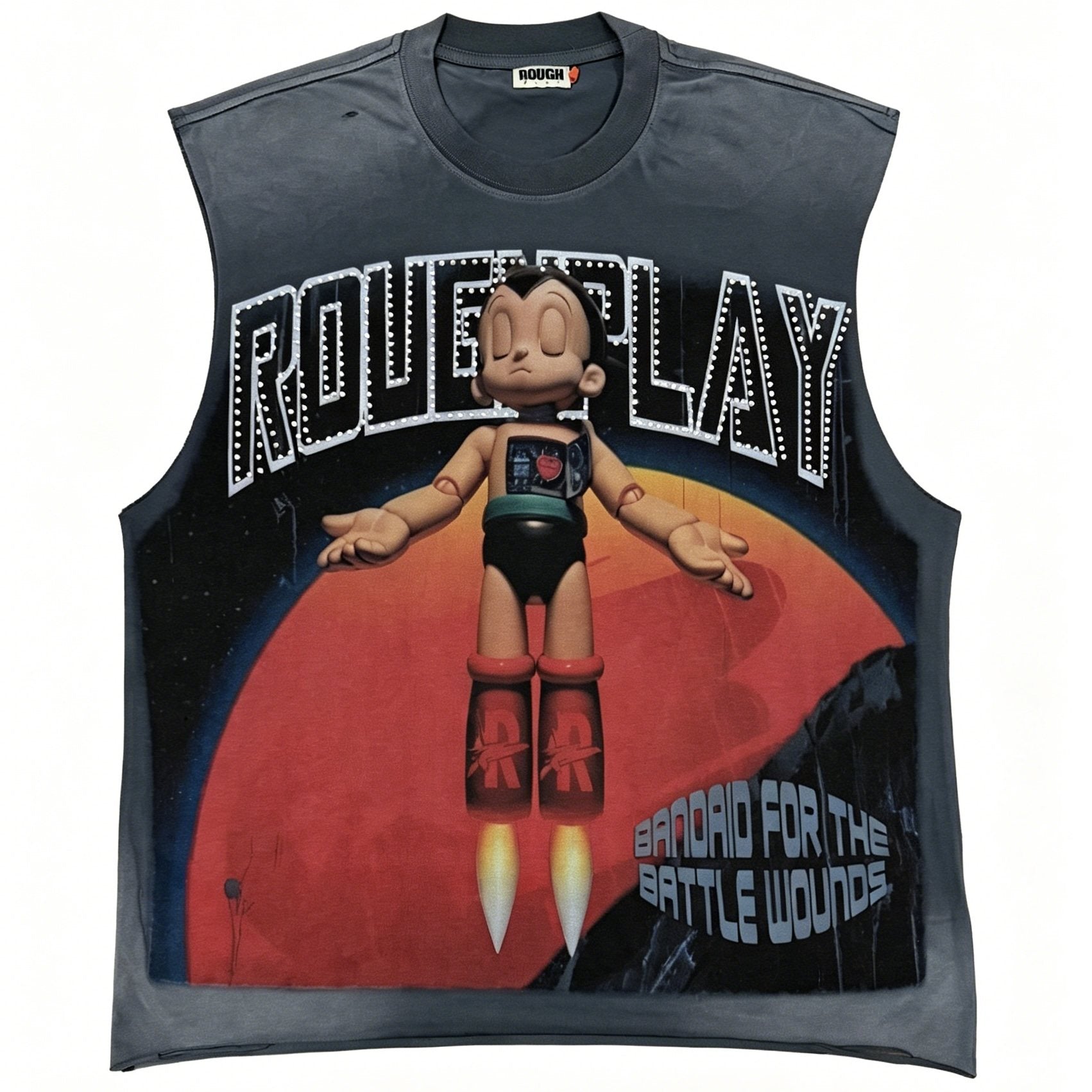 Rough Play Cartoon Graphic Sleeveless T-Shirt — front