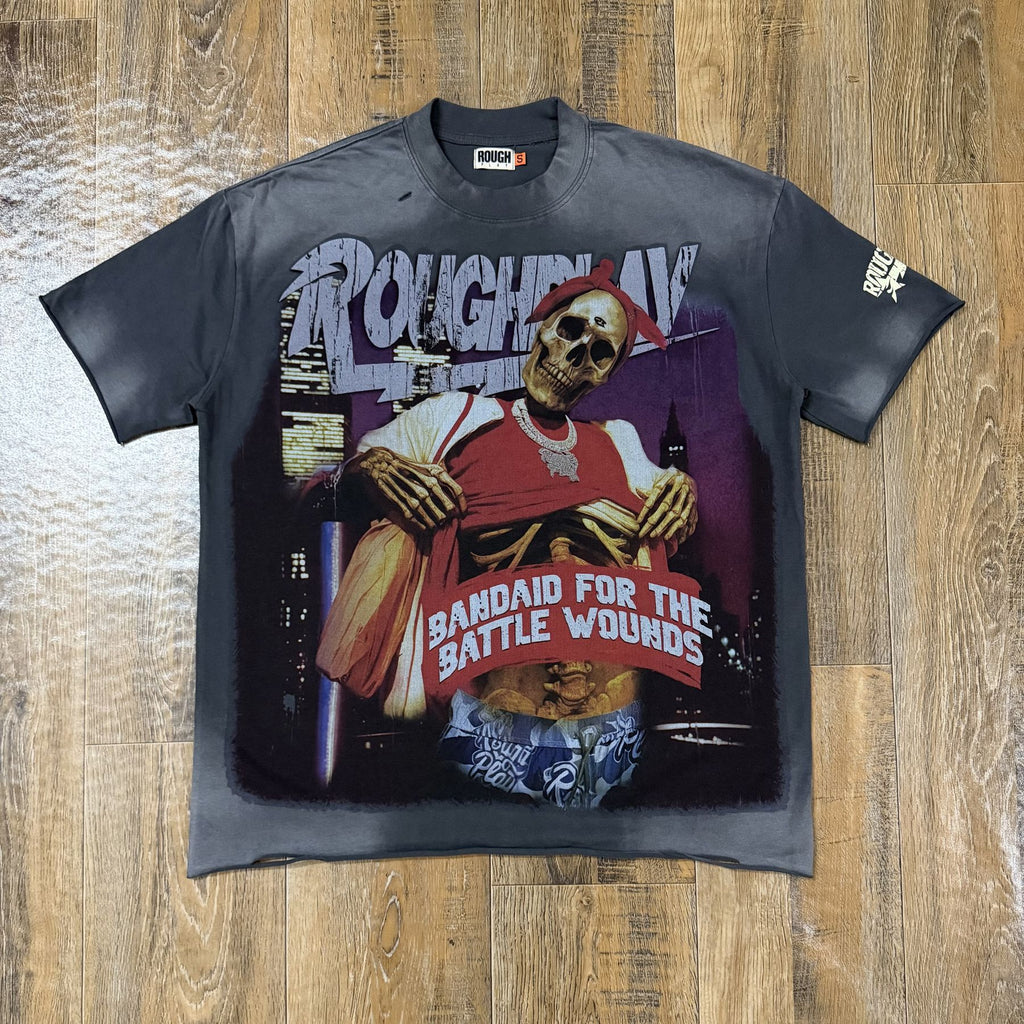 Rough Play Skeleton Globe Graphic T-Shirt — front