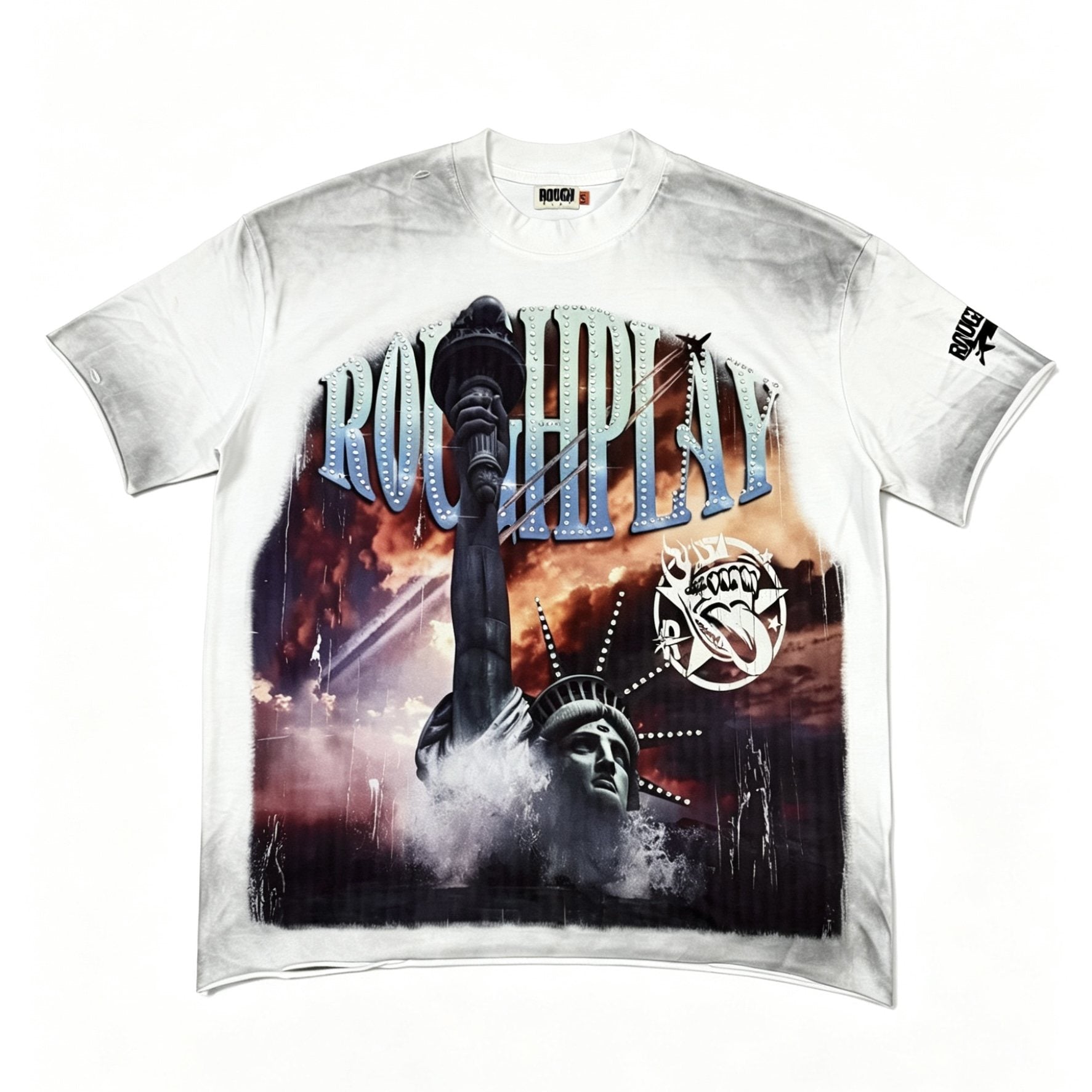 Rough Play Statue of Liberty Graphic T-Shirt — front
