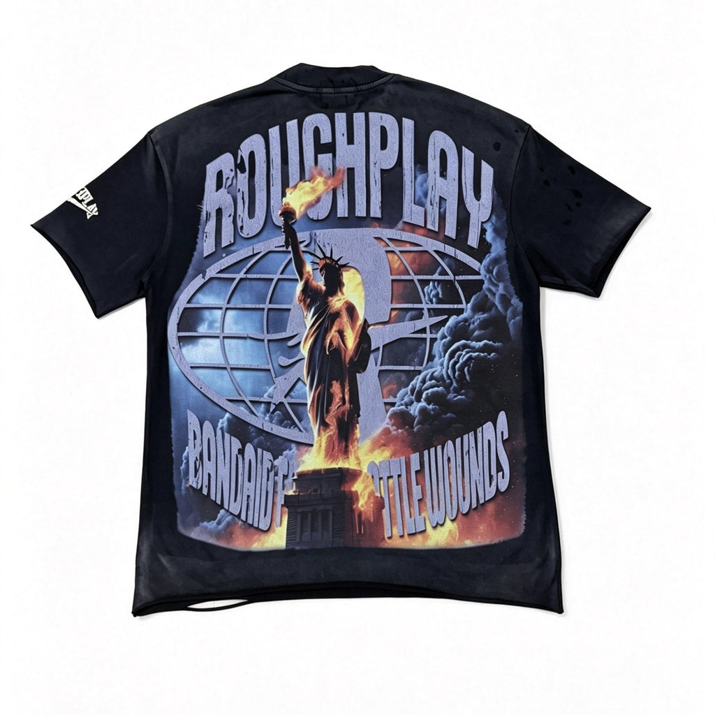 Rough Play Statue of Liberty Graphic T-Shirt — back