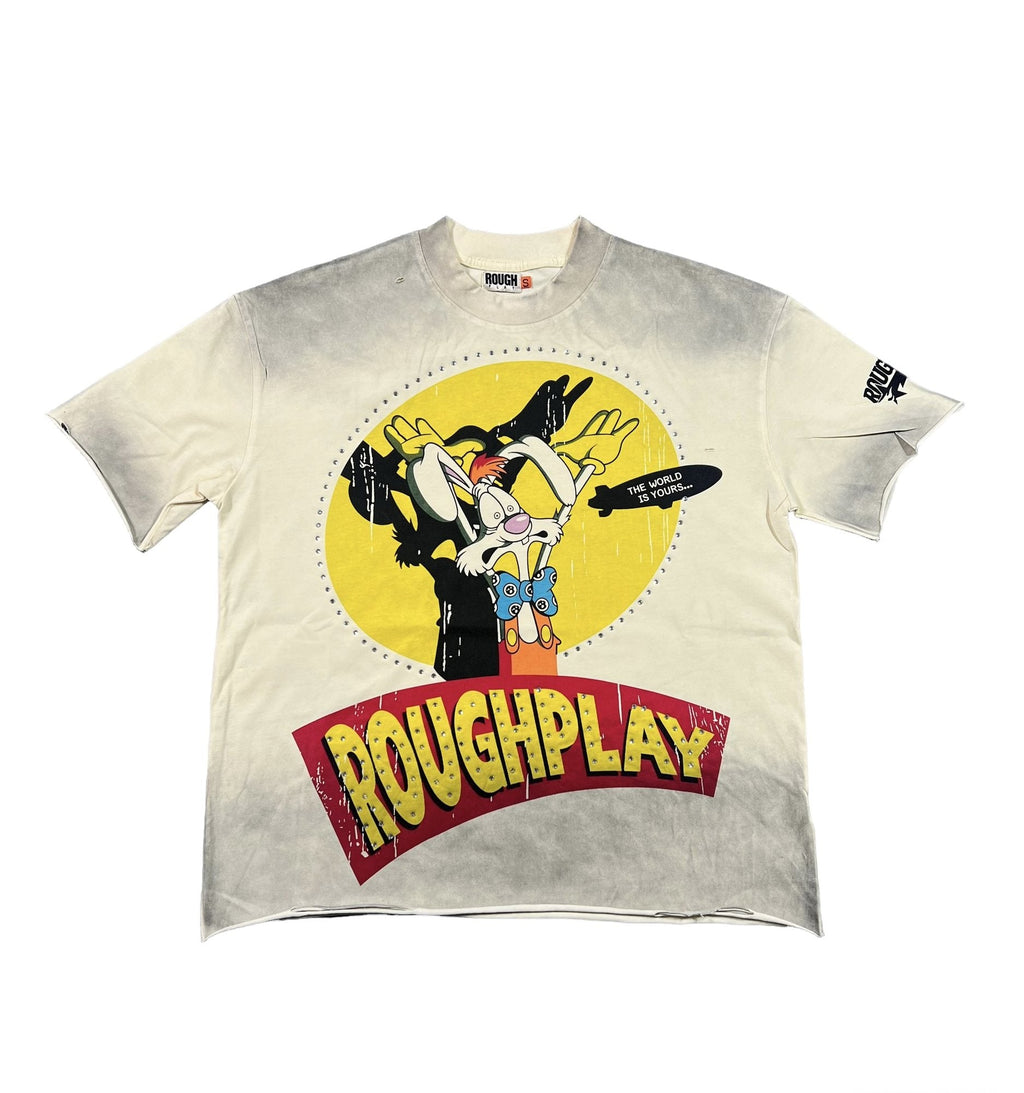 Rough Play Rhinestone Graphic T-Shirt - Cream — hero
