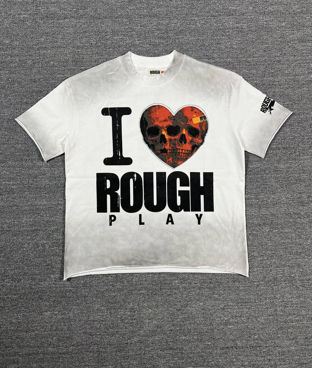 Rough Play Skull Heart Washed Graphic T-Shirt — front