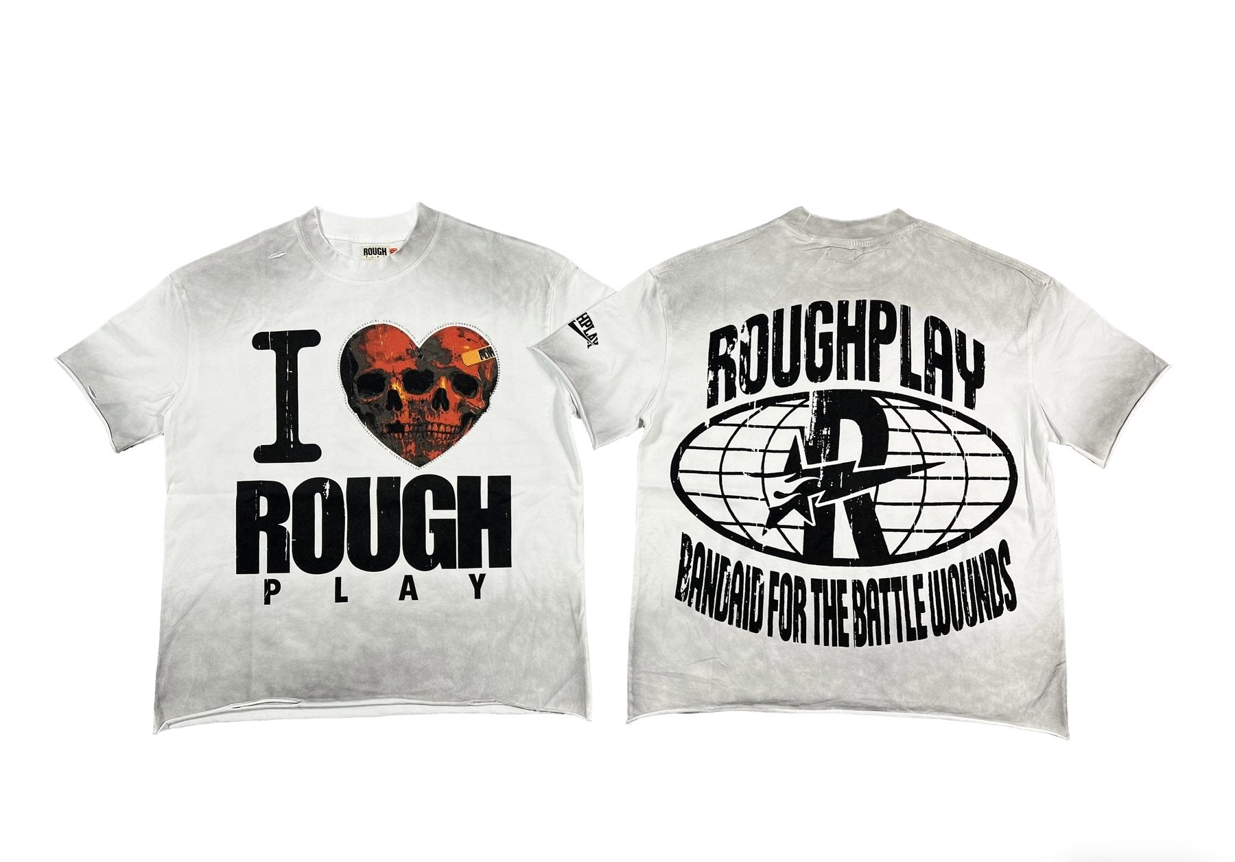 Rough Play Skull Heart Washed Graphic T-Shirt — comparison