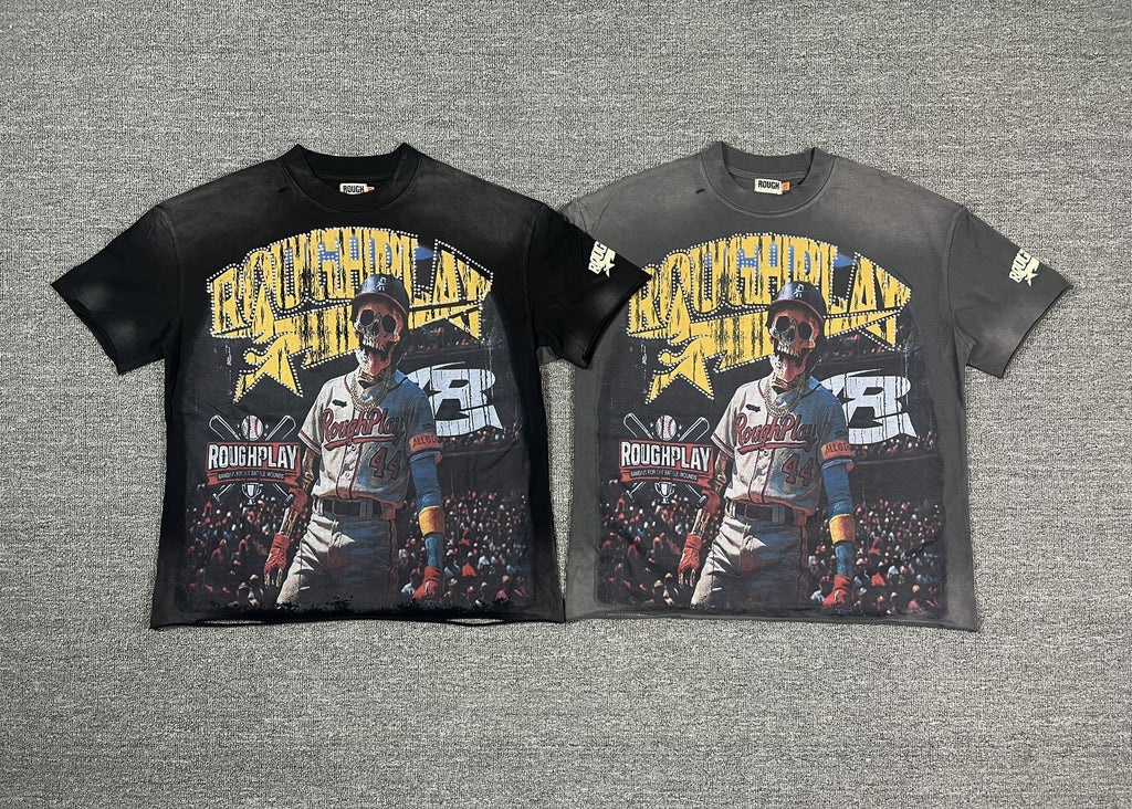 Rough Play Baseball Smiley Graphic T-Shirt — comparison