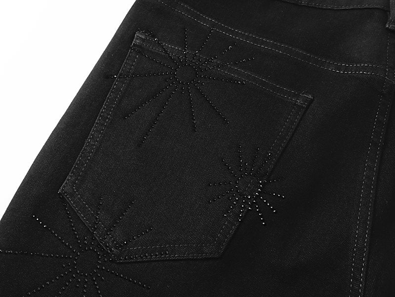 VALABASAS Black Starburst Embellished Jeans — detail