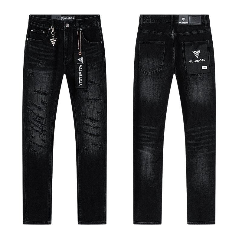 VALABASAS Washed Black Distressed Jeans — hero