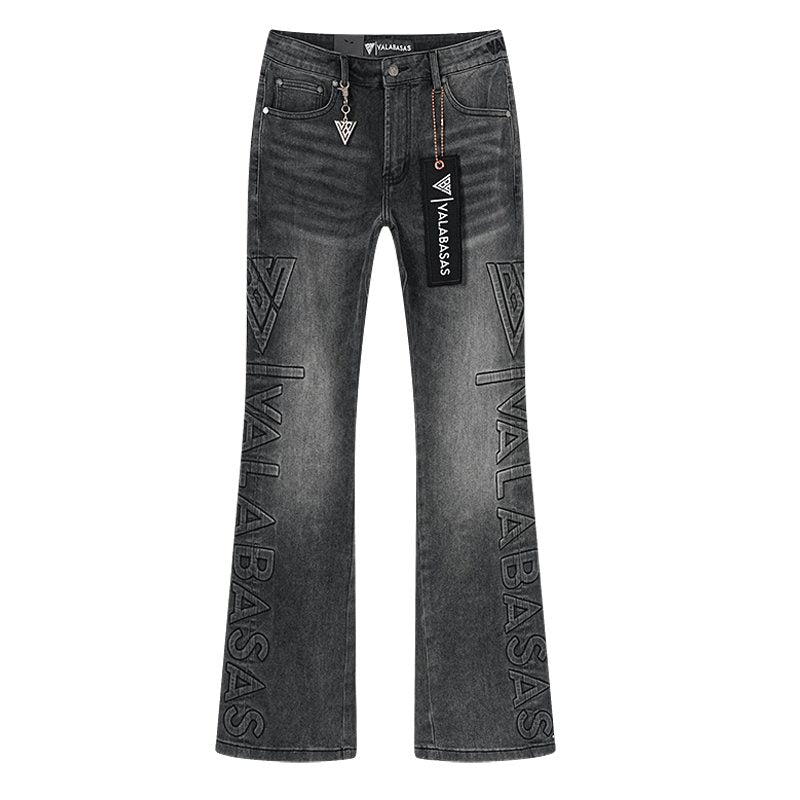 VALABASAS Washed Black Logo Graphic Bootcut Jeans — hero