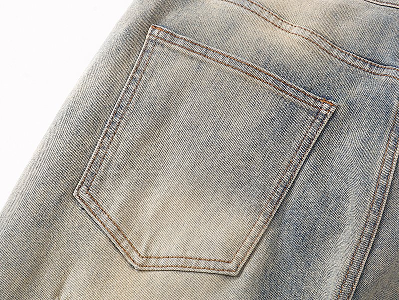 VALABASAS Light Blue Distressed Repair Jeans — detail