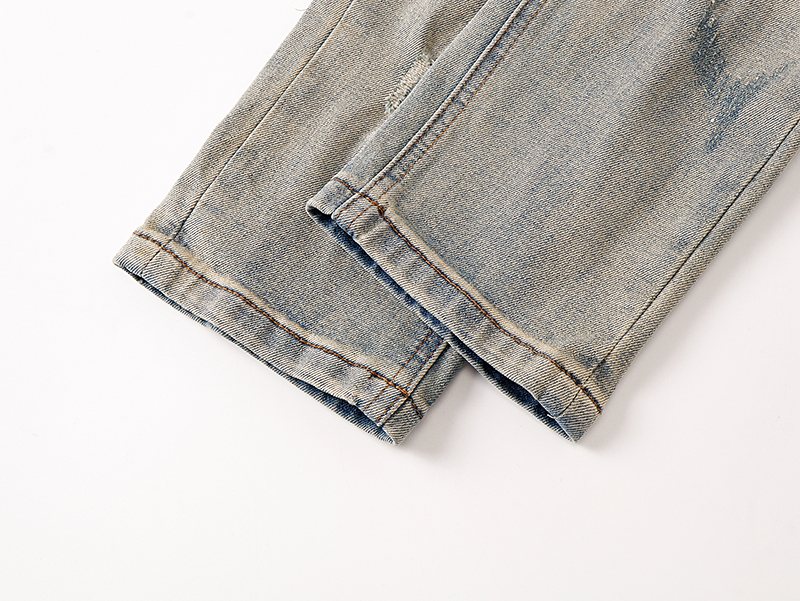 VALABASAS Light Blue Distressed Repair Jeans — detail