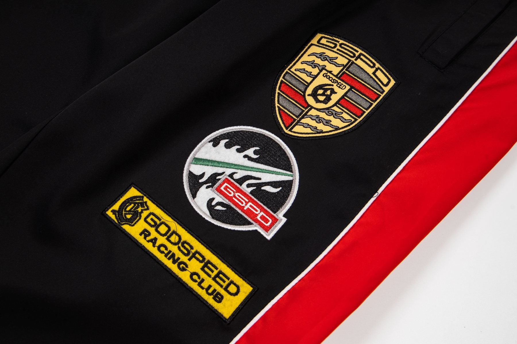 Godspeed Racing Patch Track Pants — detail