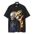 Godspeed Flaming Skull Washed Black Graphic T-Shirt — hero
