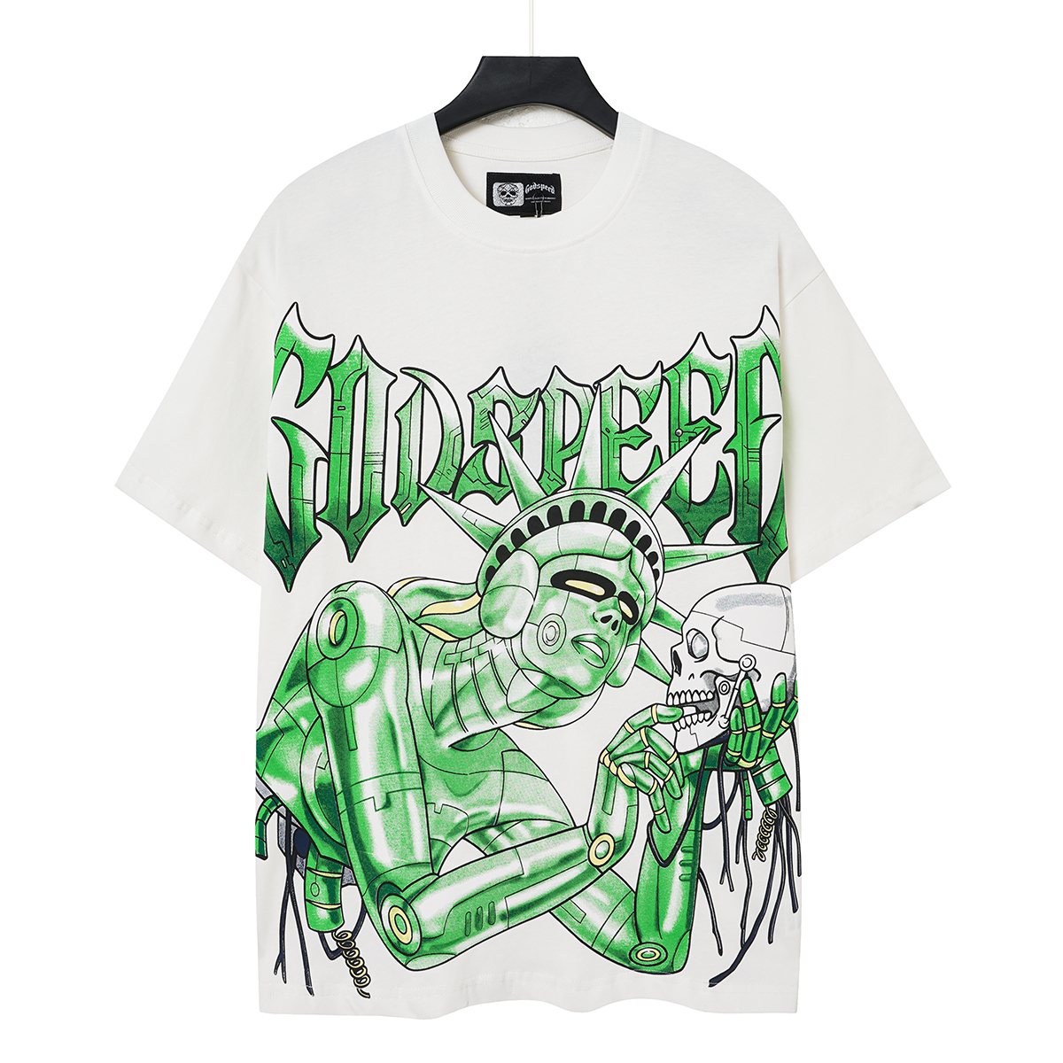 Godspeed Green Front Graphic White T-Shirt — hero